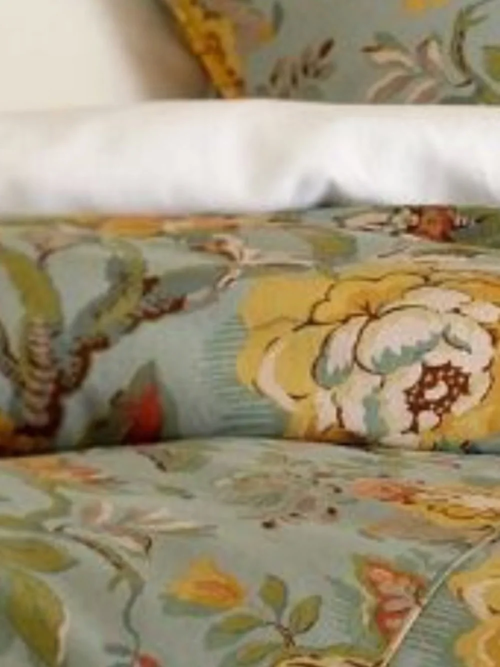 Pottery Barn Vanessa Queen linen cotton blen Duvet Floral light blue-green
